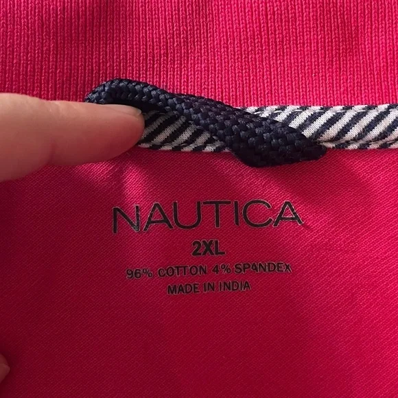 NWOT Nautica 5 Button Short Sleeve Breathable Cotton Polo Shirt 2XL Leis Pink - Picture 7 of 10